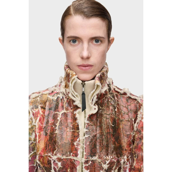 Maison Margiela Fragmented Floral Zip-Up Jacket in Multicolour | Cardigan | Luxury Shoes 