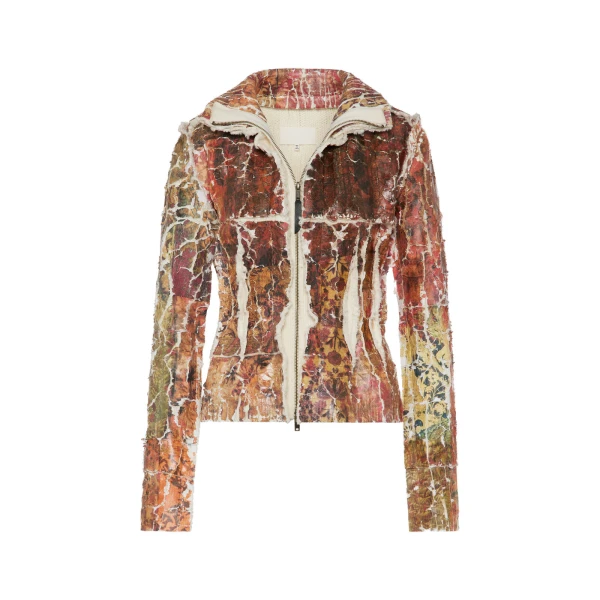 Maison Margiela Fragmented Floral Zip-Up Jacket in Multicolour | Luxury Shoes 