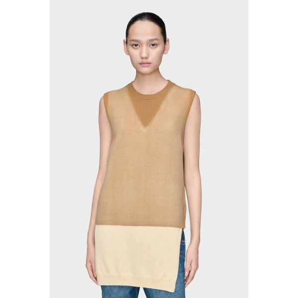 Maison Margiela Fused Knit Vest in Beige | Sweaters | Luxury Shoes 