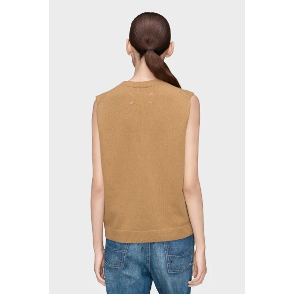 Maison Margiela Fused Knit Vest in Beige | Sweaters | Luxury Shoes 