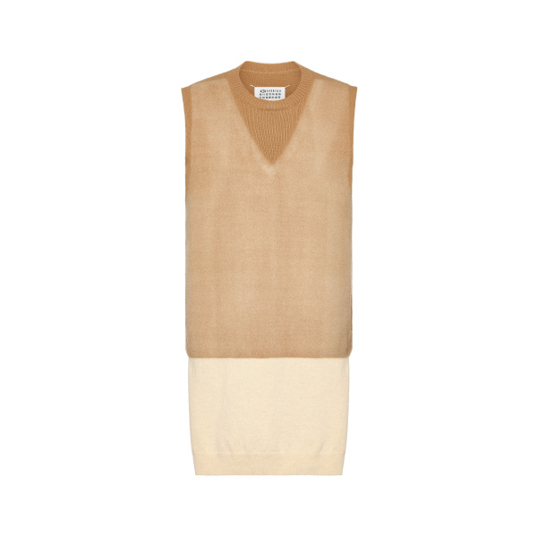 Maison Margiela Fused Knit Vest in Beige | Luxury Shoes 