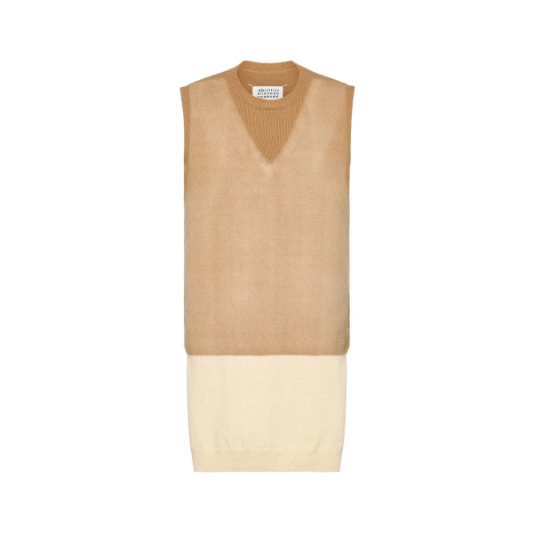 Fused Knit Vest in Beige