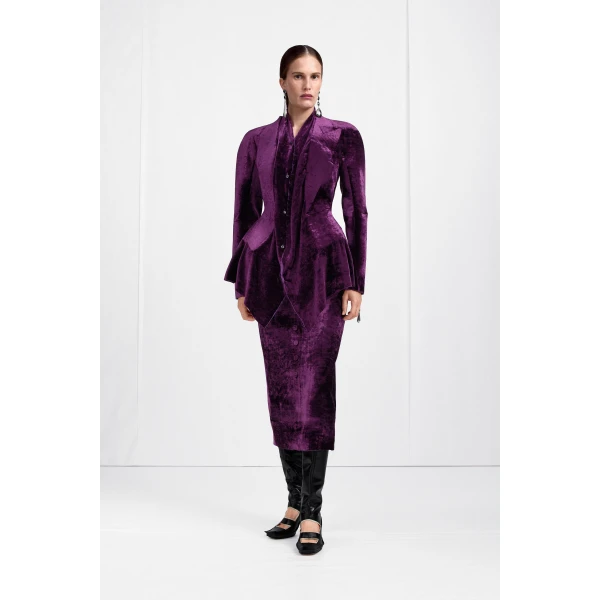 Maison Margiela Fusion Velvet Structured Blazer in Purple | Blazers | Luxury Shoes 