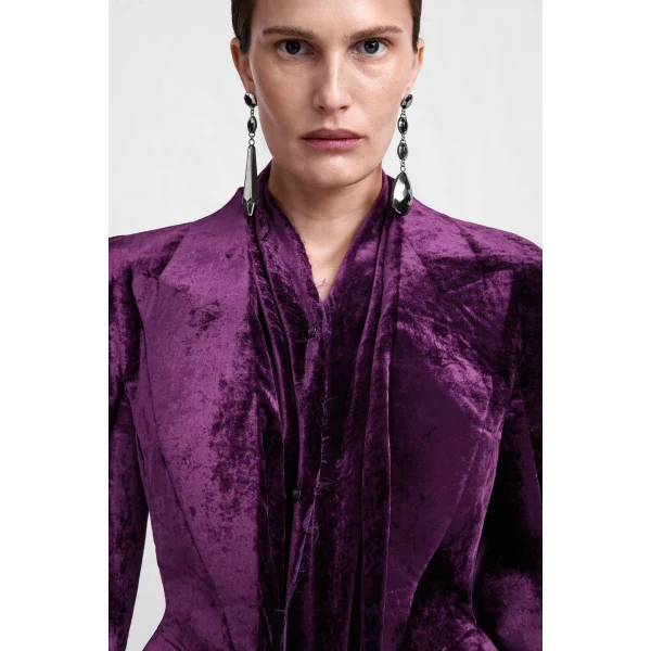 Maison Margiela Fusion Velvet Structured Blazer in Purple | Blazers | Luxury Shoes 