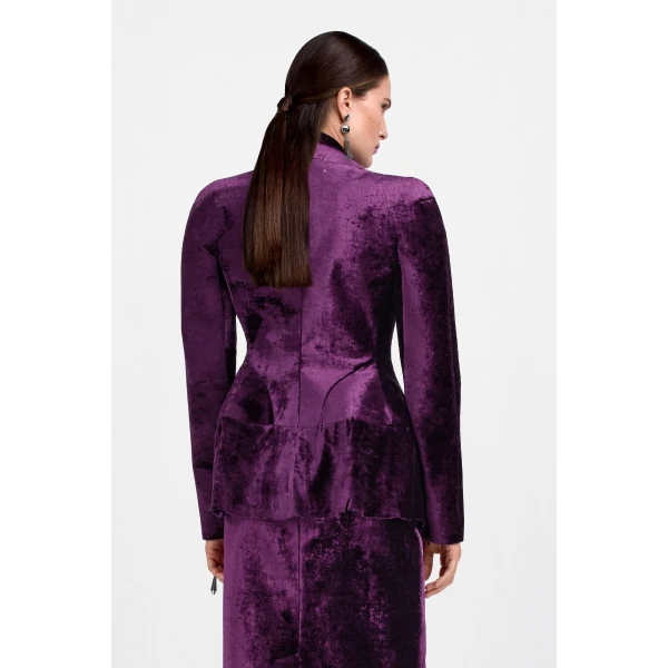 Maison Margiela Fusion Velvet Structured Blazer in Purple | Blazers | Luxury Shoes 
