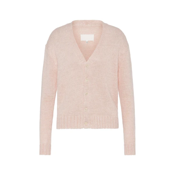 Gardening Hemp Knit Cardigan in Pale Pink