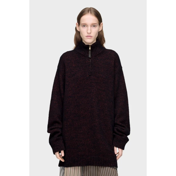 Maison Margiela Half-Zip Knit Sweater in Bordeaux | Sweaters | Luxury Shoes 
