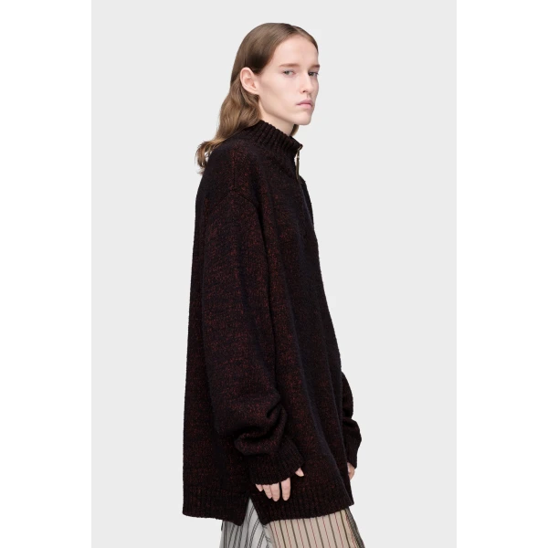 Maison Margiela Half-Zip Knit Sweater in Bordeaux | Sweaters | Luxury Shoes 