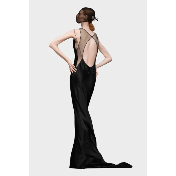 Maison Margiela Hammered Satin Gown in Black | Evening Gowns | Luxury Shoes 