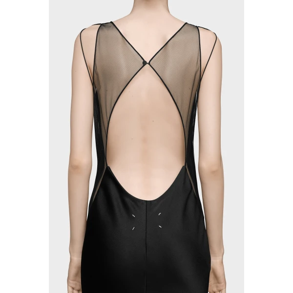 Maison Margiela Hammered Satin Gown in Black | Evening Gowns | Luxury Shoes 
