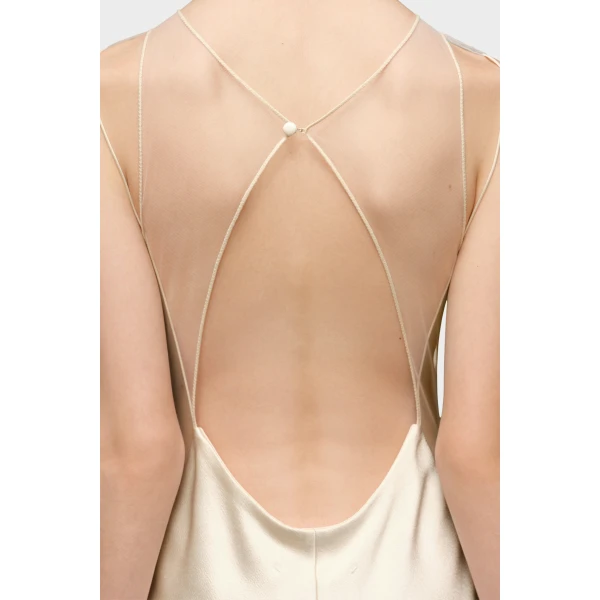 Maison Margiela Hammered Satin Gown in Ivory | Evening Gowns | Luxury Shoes 
