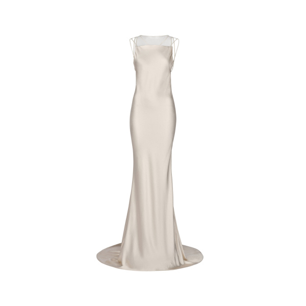 Maison Margiela Hammered Satin Gown in Ivory | Luxury Shoes 