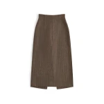 Maison Margiela Herringbone Virgin Wool Midi Skirt in Pink Beige | Luxury Shoes 