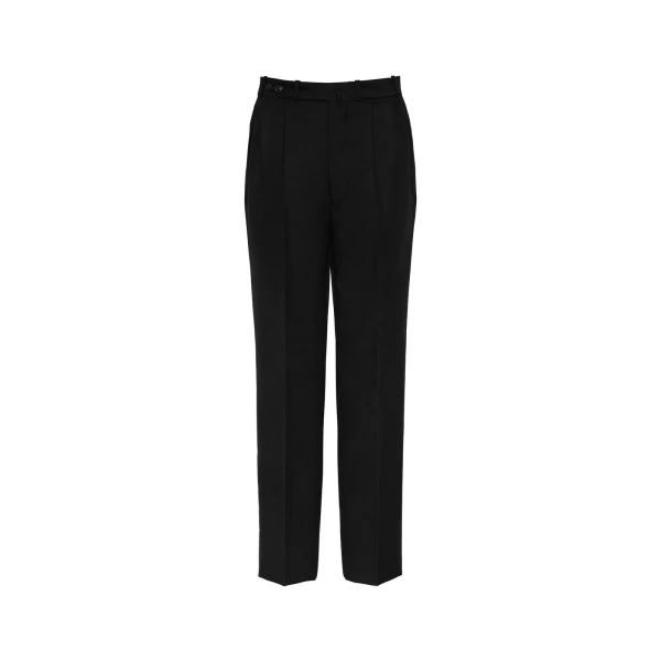 Maison Margiela Herringbone Wool Pleated Trousers in Black | Luxury Shoes 