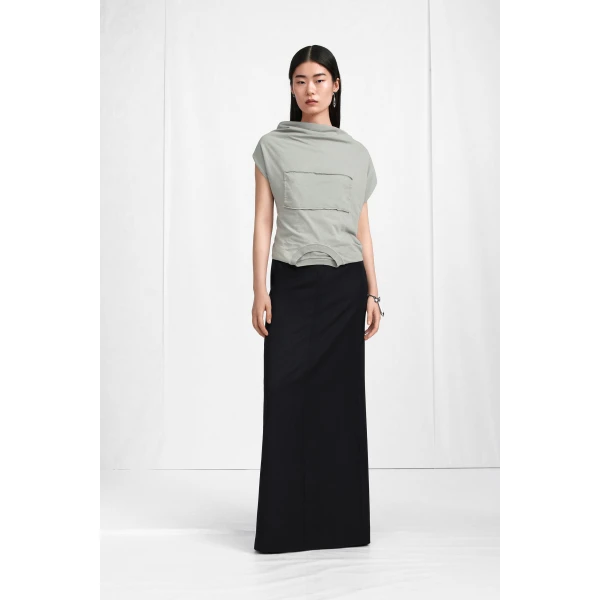 Maison Margiela High-Waist Virgin Wool Column Skirt in Black | Maxi Skirts | Luxury Shoes 