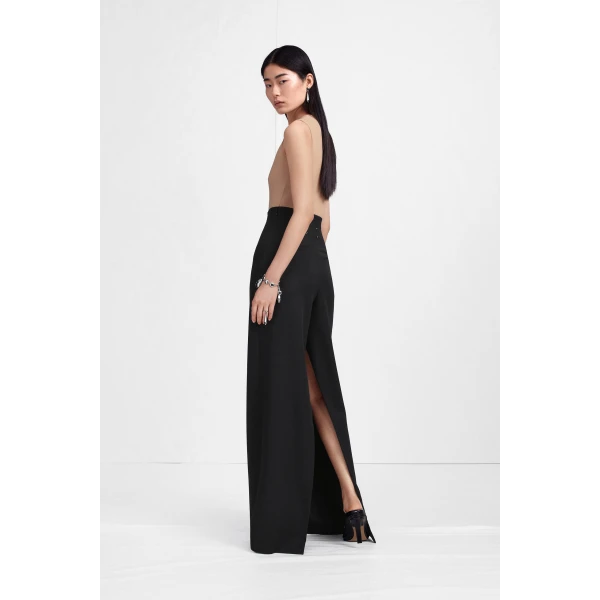 Maison Margiela High-Waist Virgin Wool Column Skirt in Black | Maxi Skirts | Luxury Shoes 