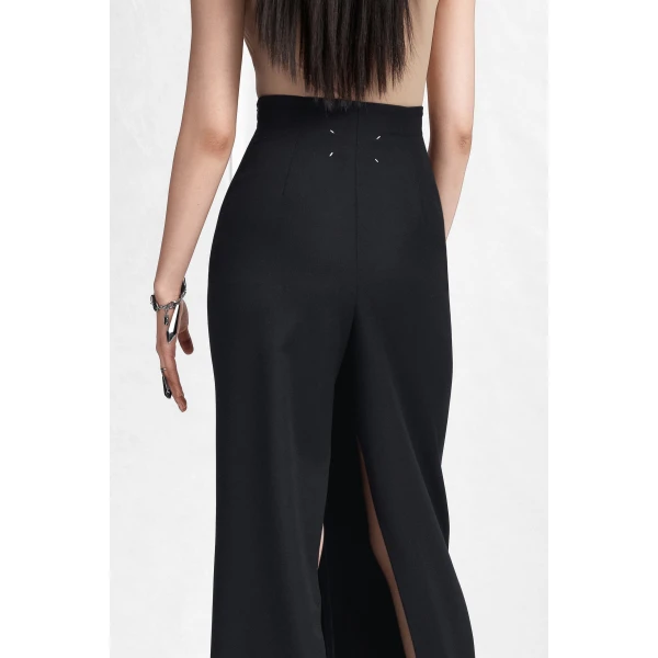 Maison Margiela High-Waist Virgin Wool Column Skirt in Black | Maxi Skirts | Luxury Shoes 