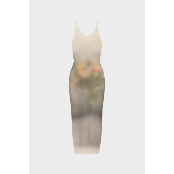 Maison Margiela Knit Maxi Dress in Ecru | Maxi Dresses | Luxury Shoes 
