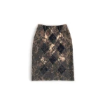Maison Margiela Knit Virgin Wool Pencil Skirt in Walnut and Navy Blue | Luxury Shoes 