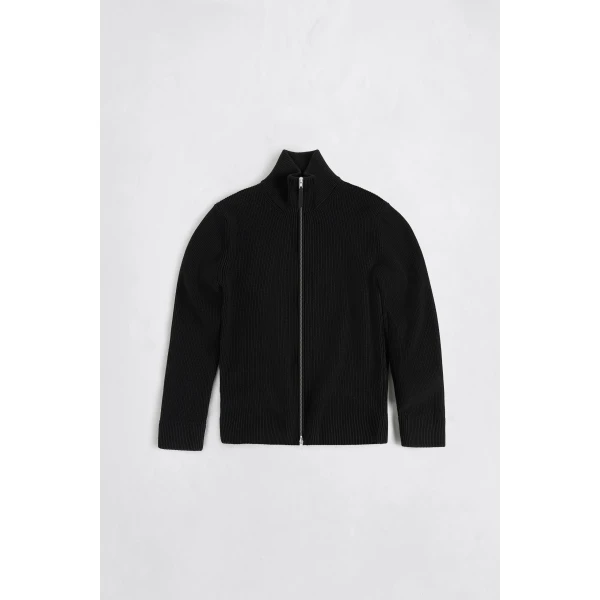 Maison Margiela Knit Zip-Up Cardigan in Black | Cardigan | Luxury Shoes 