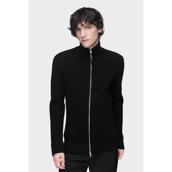 Maison Margiela Knit Zip-Up Cardigan in Black | Cardigan | Luxury Shoes 