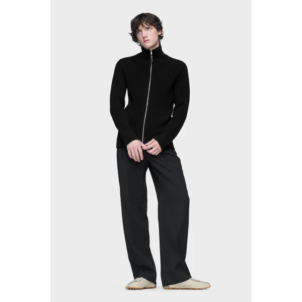 Maison Margiela Knit Zip-Up Cardigan in Black | Cardigan | Luxury Shoes 