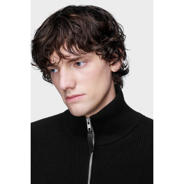 Maison Margiela Knit Zip-Up Cardigan in Black | Cardigan | Luxury Shoes 