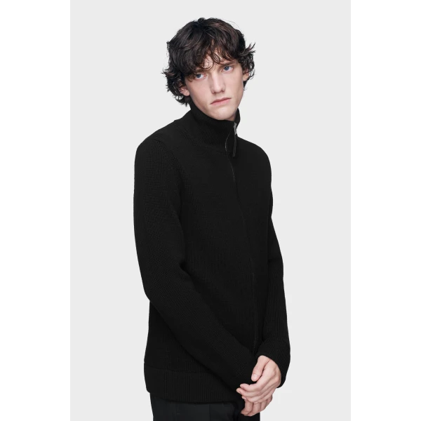 Maison Margiela Knit Zip-Up Cardigan in Black | Cardigan | Luxury Shoes 