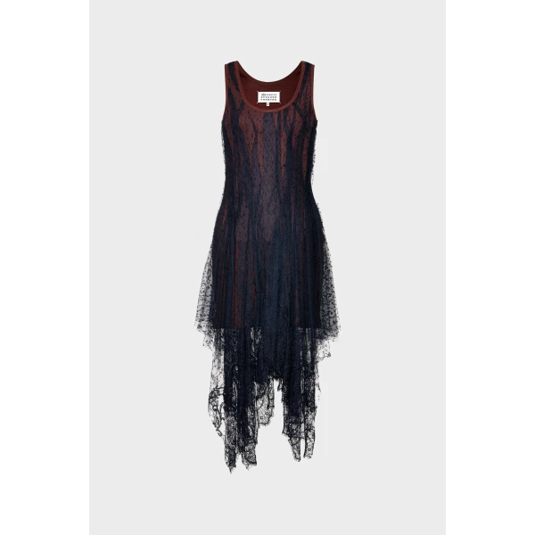 Maison Margiela Lace Midi Dress in Black | Midi Dresses | Luxury Shoes 