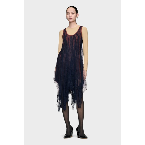 Maison Margiela Lace Midi Dress in Black | Midi Dresses | Luxury Shoes 