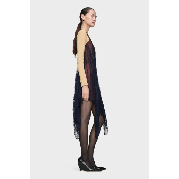 Maison Margiela Lace Midi Dress in Black | Midi Dresses | Luxury Shoes 