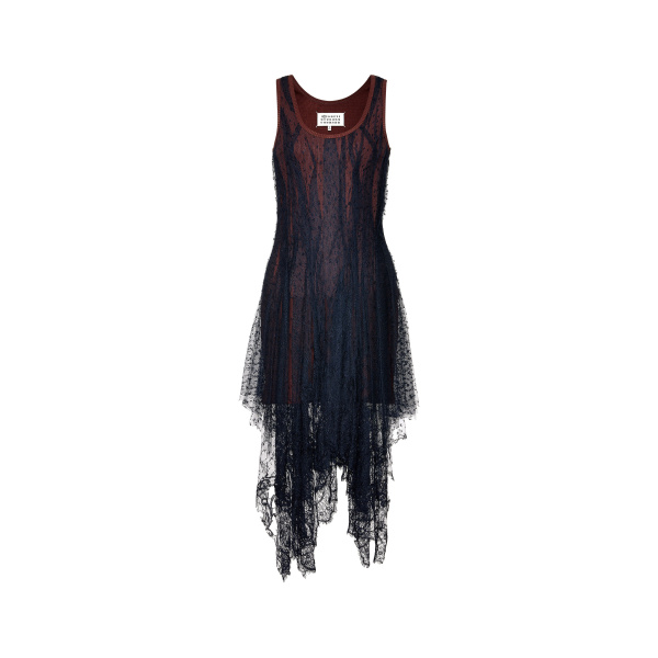 Maison Margiela Lace Midi Dress in Black | Luxury Shoes 