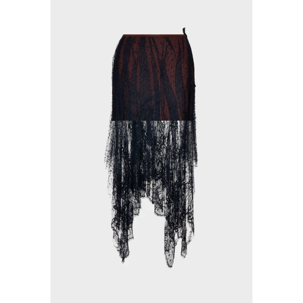 Maison Margiela Lace Midi Skirt in Black | Midi Skirts | Luxury Shoes 
