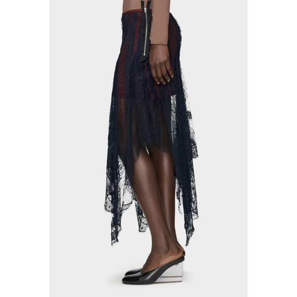 Maison Margiela Lace Midi Skirt in Black | Midi Skirts | Luxury Shoes 