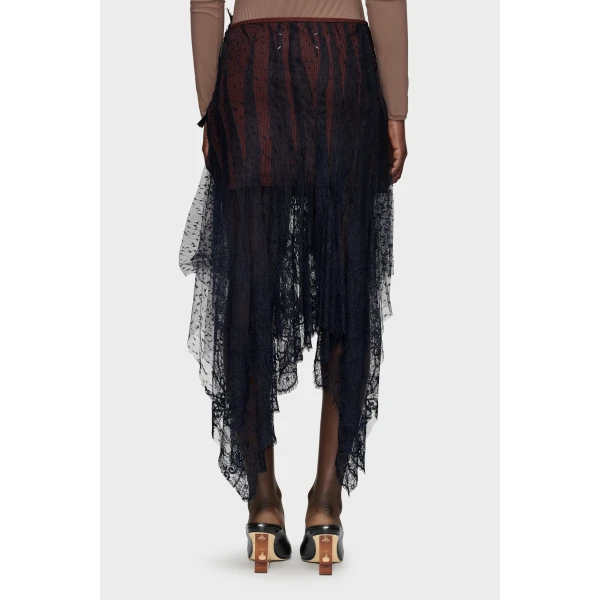 Maison Margiela Lace Midi Skirt in Black | Midi Skirts | Luxury Shoes 