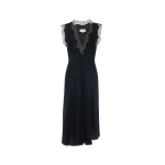 Maison Margiela Lace-Trim Satin Midi Dress in Black | Luxury Shoes 