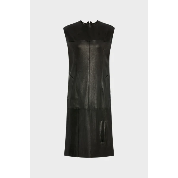 Maison Margiela Leather Midi Dress in Black | Midi Dresses | Luxury Shoes 