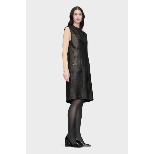 Maison Margiela Leather Midi Dress in Black | Midi Dresses | Luxury Shoes 