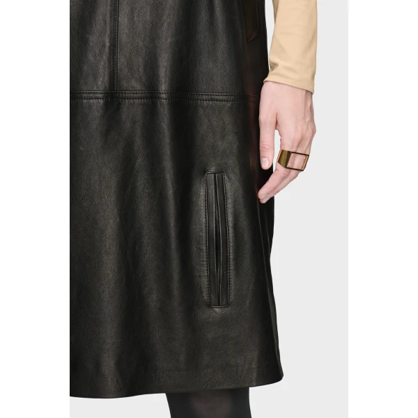 Maison Margiela Leather Midi Dress in Black | Midi Dresses | Luxury Shoes 