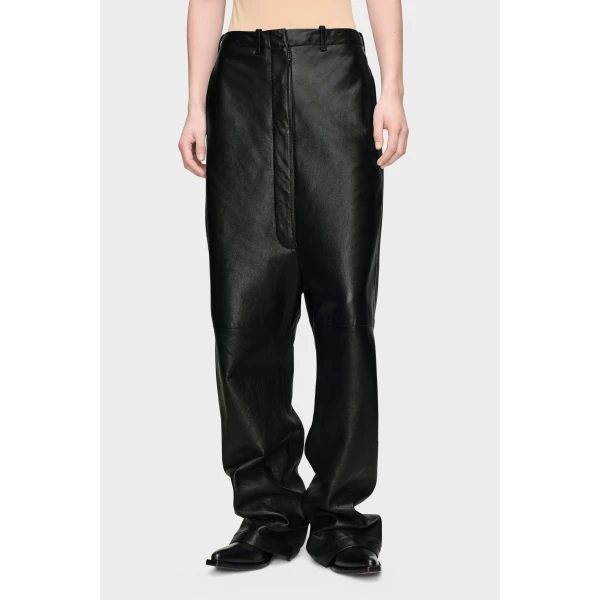 Maison Margiela Leather Trousers in Black | Wide leg pants | Luxury Shoes 