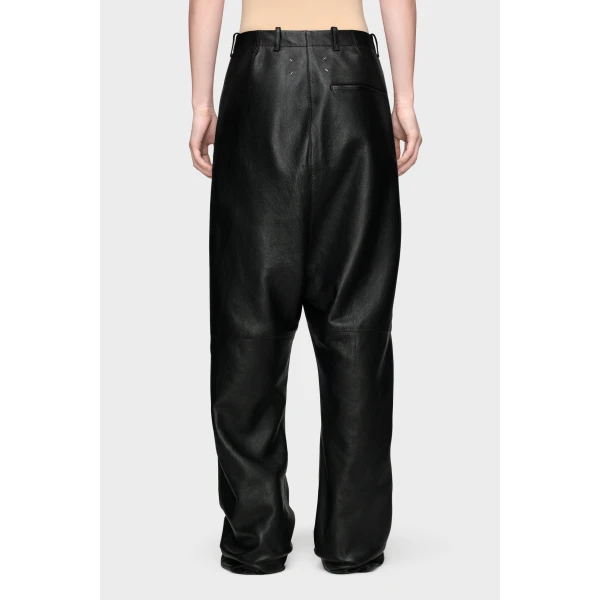 Maison Margiela Leather Trousers in Black | Wide leg pants | Luxury Shoes 
