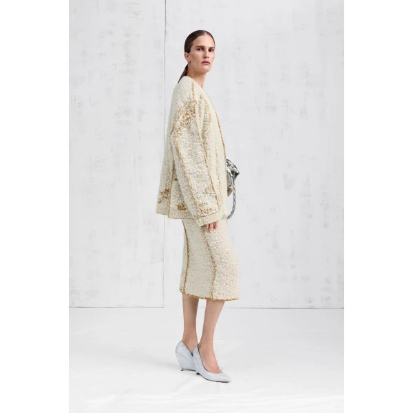 Maison Margiela Lived-In Knit Cardigan in White | Cardigan | Luxury Shoes 
