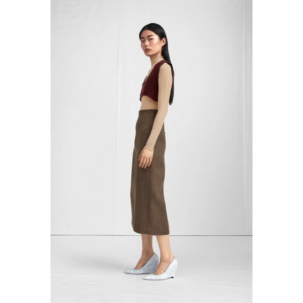 Maison Margiela Lived-In Raw-Edge Knit Vest in Bordeaux | Sweaters | Luxury Shoes 