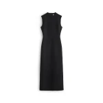 Maison Margiela Mock-Neck Virgin Wool Maxi Dress in Black | Luxury Shoes 