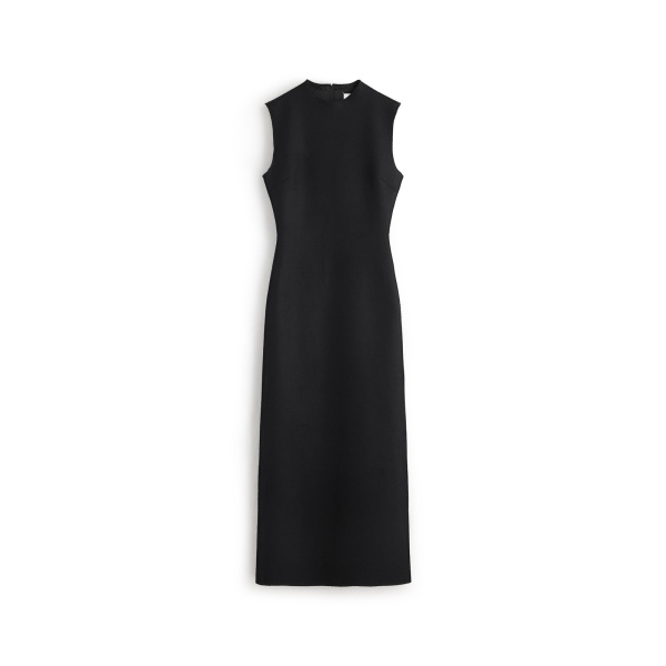 Maison Margiela Mock-Neck Virgin Wool Maxi Dress in Black | Luxury Shoes 