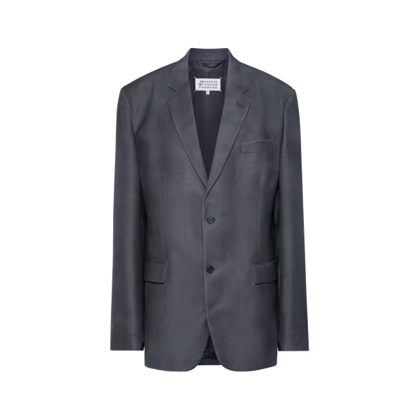 Mohair Wool Suit Jacket in Dark Avion