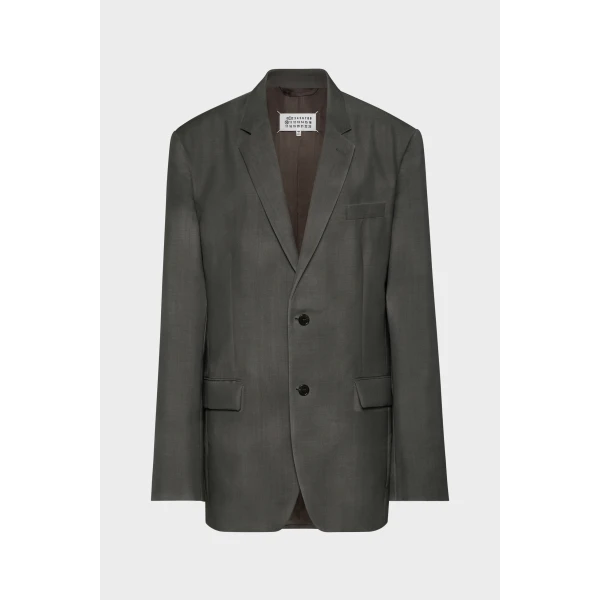 Maison Margiela Mohair Wool Suit Jacket in Dark Taupe | Blazers | Luxury Shoes 