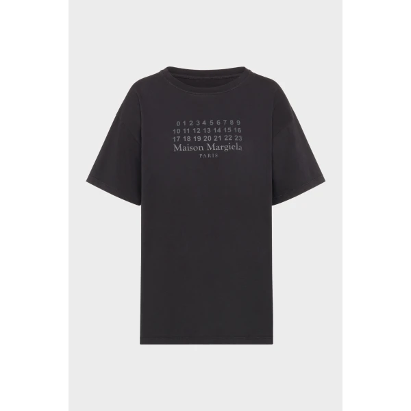Maison Margiela Numeric Cotton Jersey T-Shirt in Black | T-shirts | Luxury Shoes 