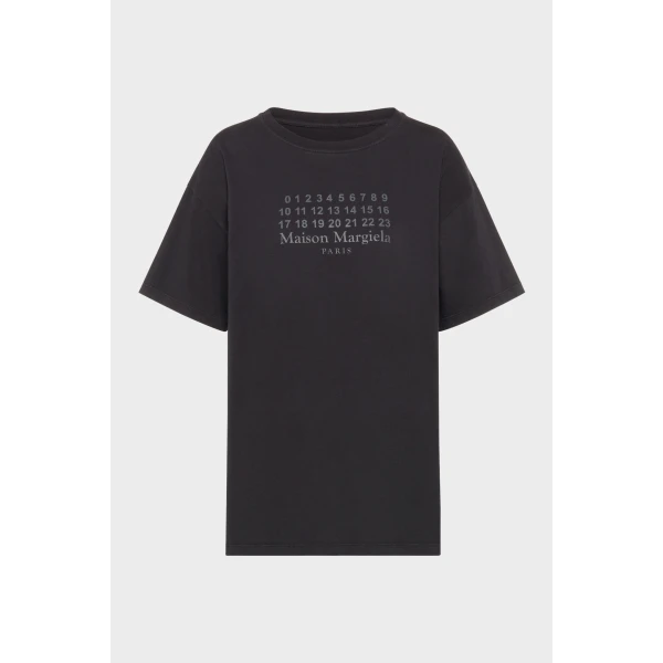 Maison Margiela Numeric Cotton Jersey T-Shirt in Black | T-shirts | Luxury Shoes 
