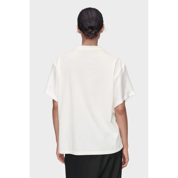Maison Margiela Painted Flower Jersey T-Shirt in White | T-shirts | Luxury Shoes 